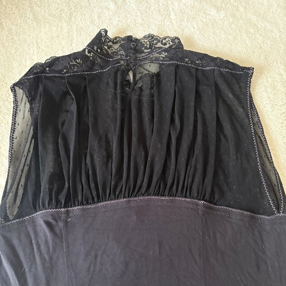 Free People‎ Rhinestone Cowboy Lace Embellished Top Western Wear Women's L Black - Picture 6 of 9